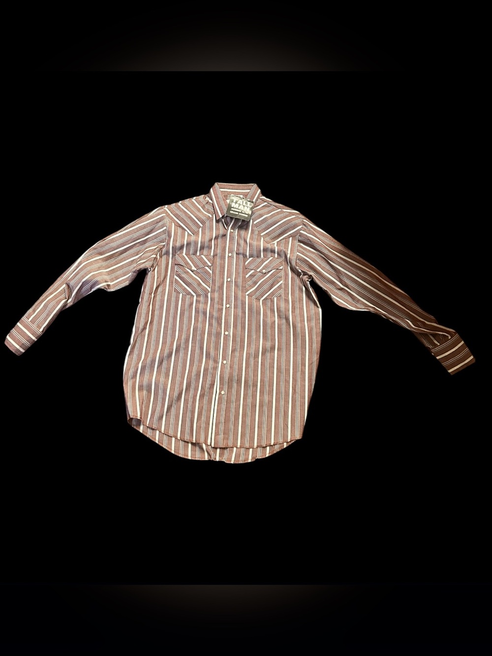 Vintage western frontier Men's Striped Button-Up pearl snap Western Shirt -L/T